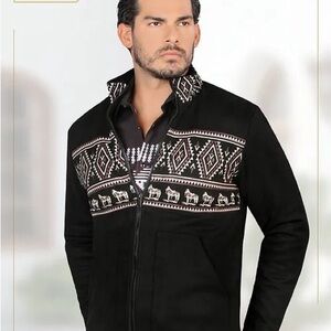 Men's Black Patterned Jacket